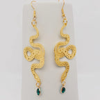 Bohemian Snake Pendant Earrings—Celestial Snake Statement Piece