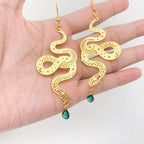 Bohemian Snake Pendant Earrings—Celestial Snake Statement Piece