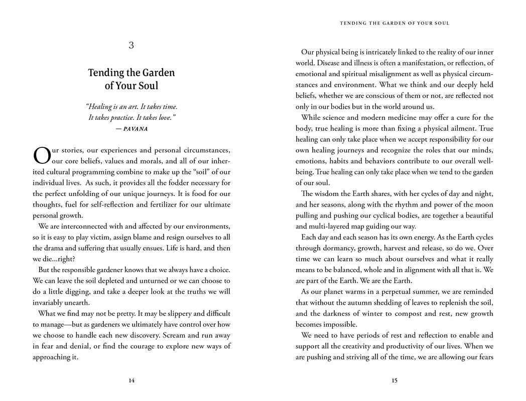 Book page with text on 'Tending the Garden of Your Soul' by Pema Chödrön