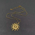 Vortex Sun Charm Necklace—18K Gold Plated Stainless Steel Celestial Sun Pendant Necklace