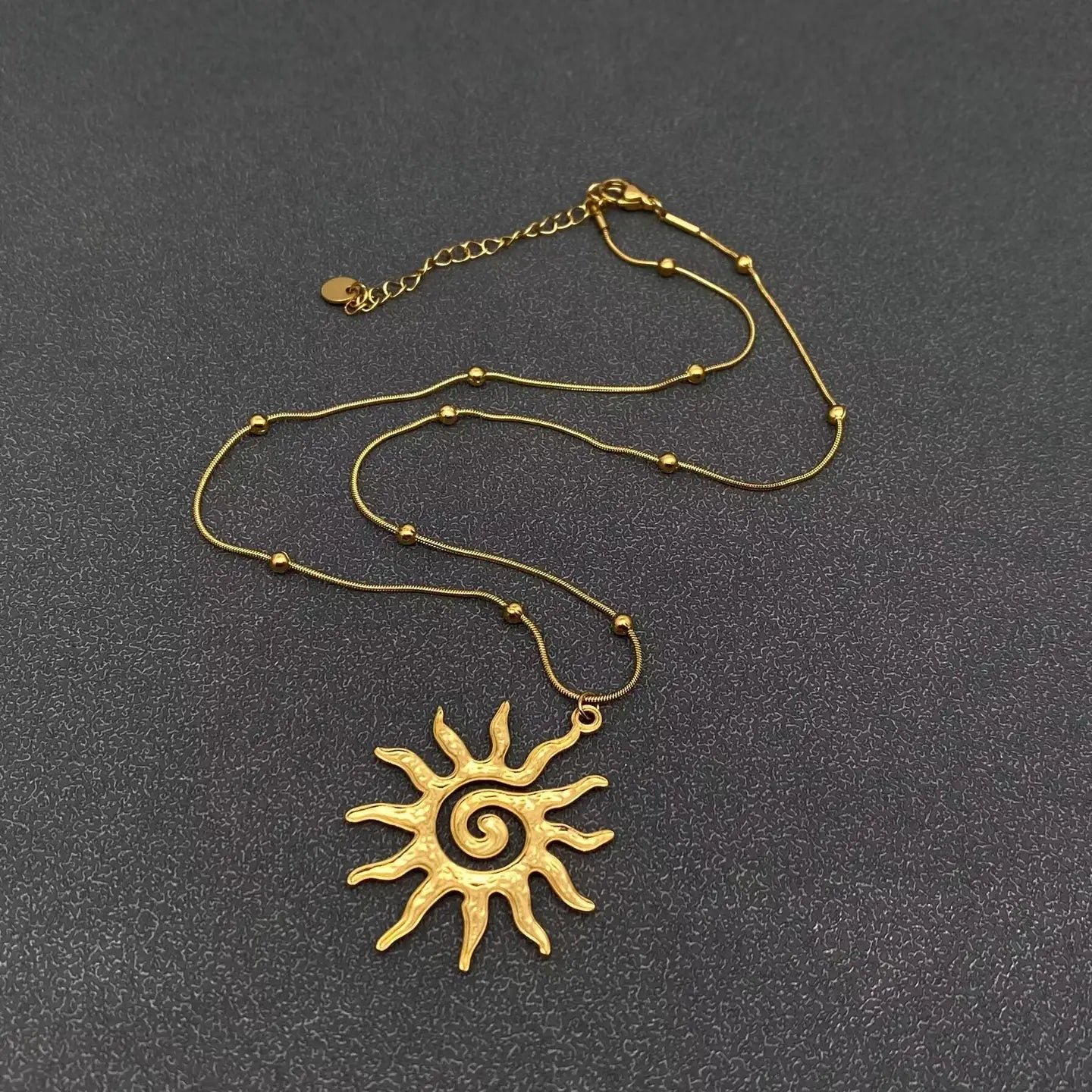 Vortex Sun Charm Necklace—18K Gold Plated Stainless Steel Celestial Sun Pendant Necklace