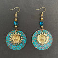 Sunflower Dangle Earrings—Bohemian Gold Plated Botanical Statement Earrings