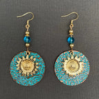 Sunflower Dangle Earrings—Bohemian Gold Plated Botanical Statement Earrings