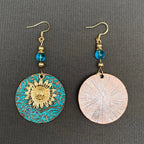 Sunflower Dangle Earrings—Bohemian Gold Plated Botanical Statement Earrings