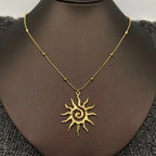 Vortex Sun Charm Necklace—18K Gold Plated Stainless Steel Celestial Sun Pendant Necklace
