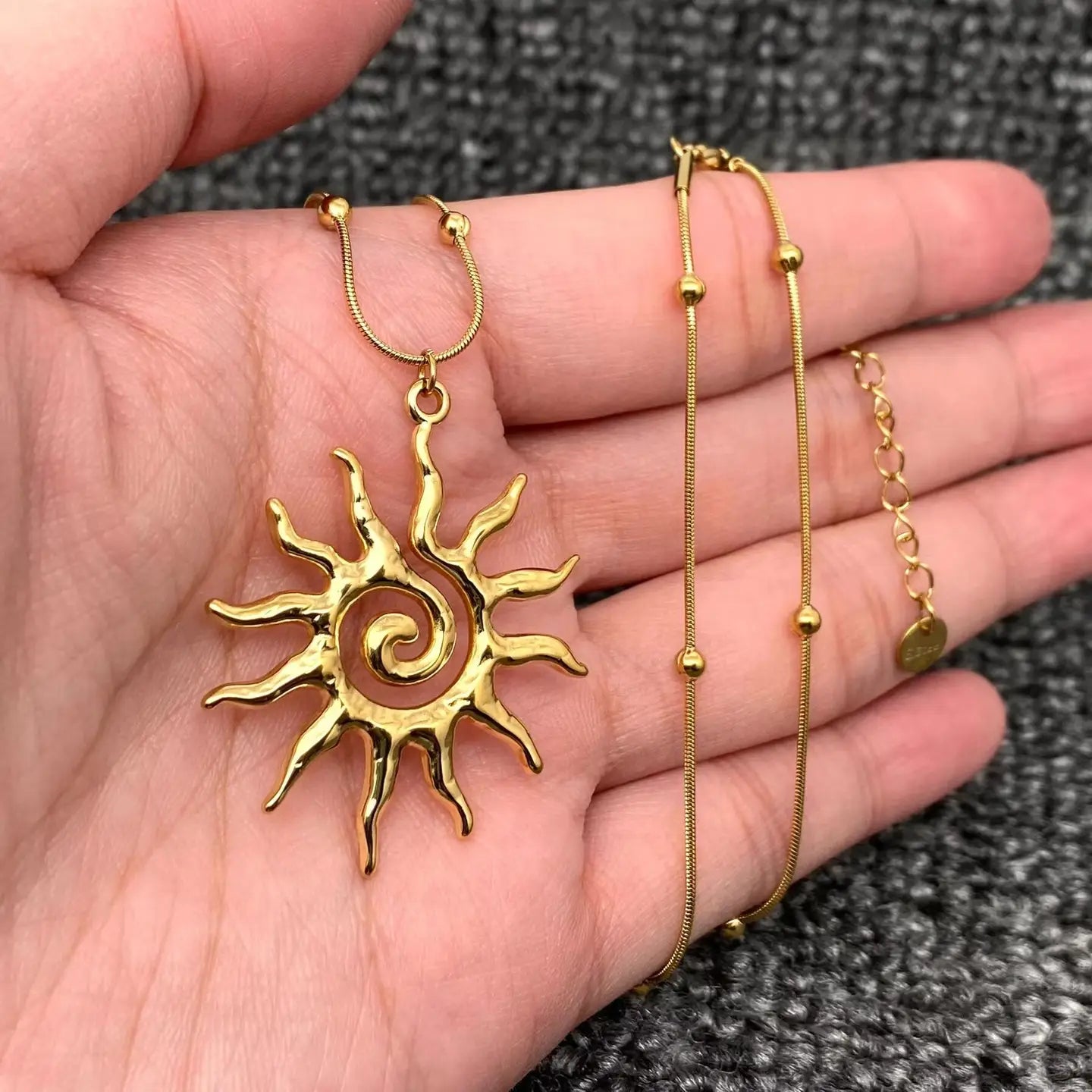Vortex Sun Charm Necklace—18K Gold Plated Stainless Steel Celestial Sun Pendant Necklace