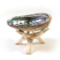 Natural Eucalyptus Wood Tripod Stand — 6” Smoke Cleansing Holder (Fits 5–7” Abalone Shells)