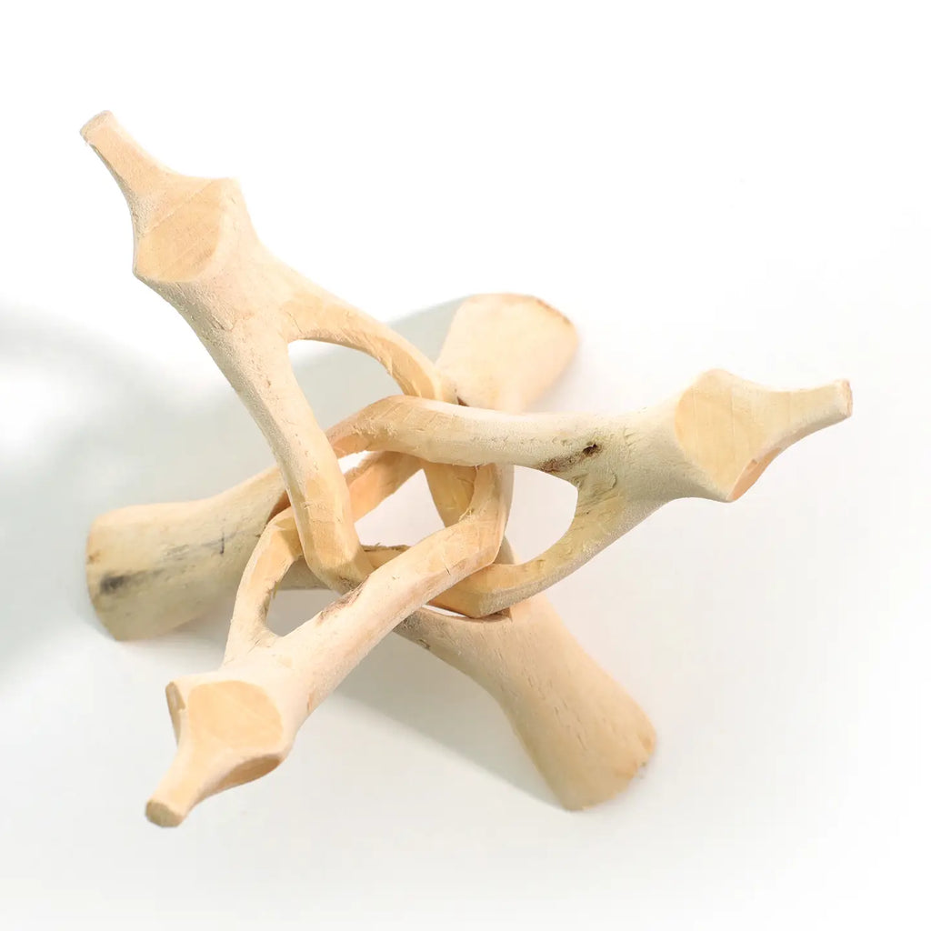 Natural Eucalyptus Wood Tripod Stand — 6” Smoke Cleansing Holder (Fits 5–7” Abalone Shells)