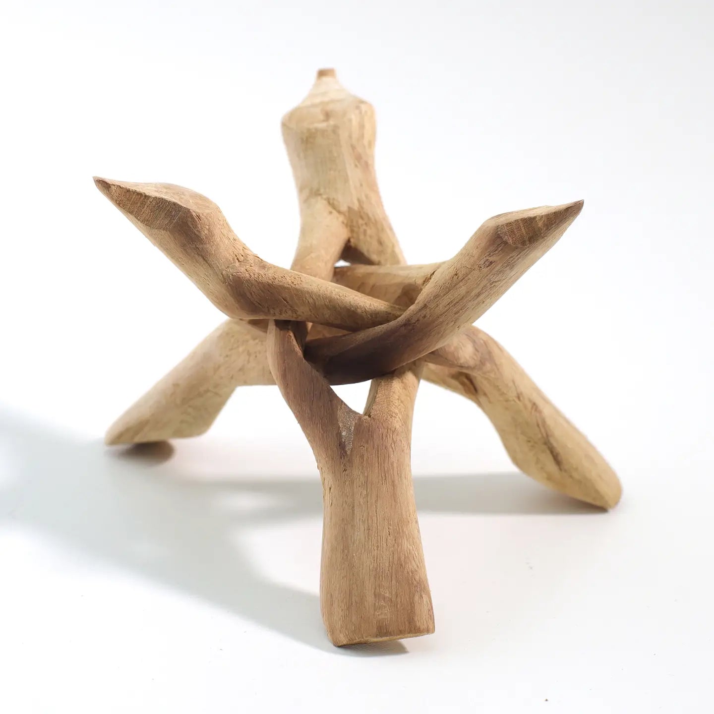 Natural Rosewood Wood Tripod Stand — 6” Smoke Cleansing Holder (Fits 5–7” Abalone Shells)